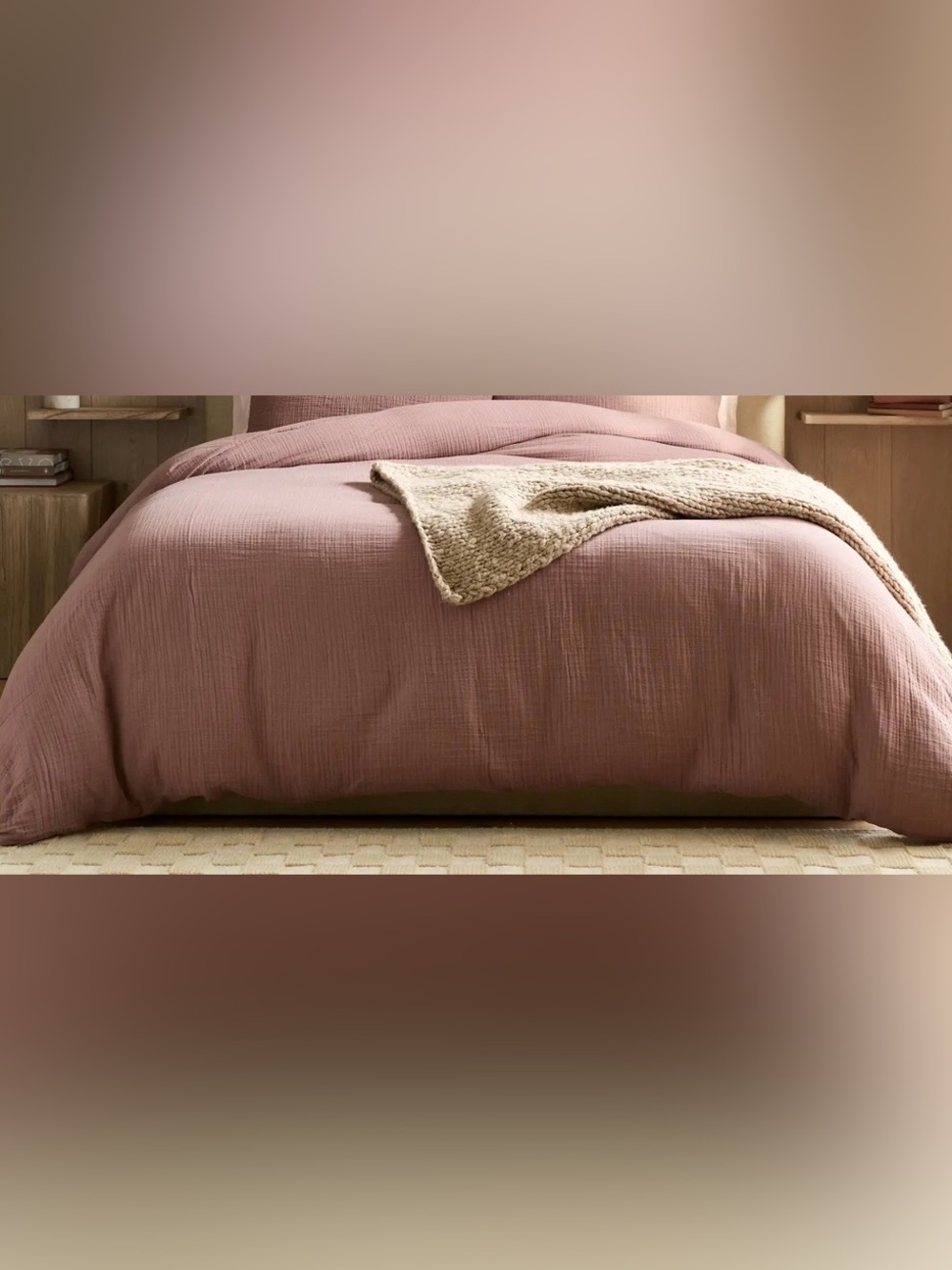 NWOT Quince Organic Cotton Gauze 1 Pc Duvet Cover, King/Cal (Clay)